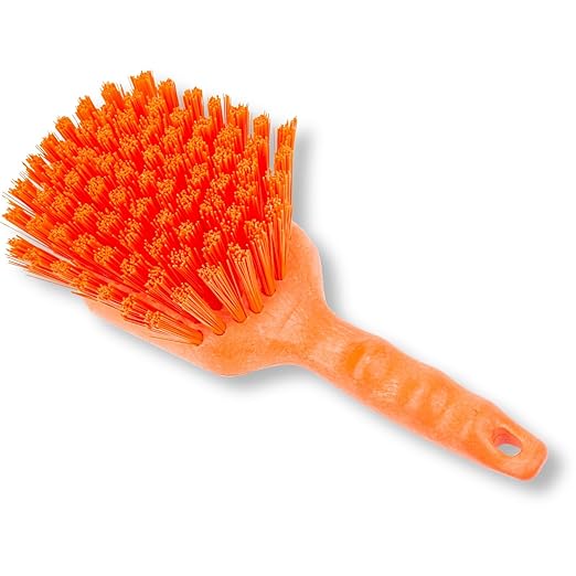 SPARTA 40541EC24 Plastic Scrub Brush, Utility Brush, Kitchen Brush With Hanging Hole For Cleaning, 8 Inches, Orange - (Pack of 1)