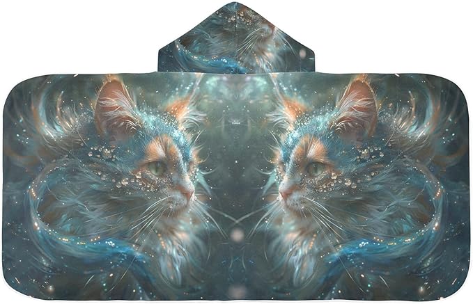 Hooded Towel for Kids Calico Cat with Diamonds on Face Beach Wrap Bath Towels 50x23.5in