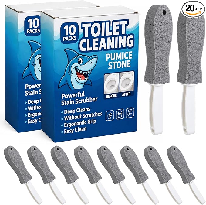 Sieral 20 Pack Pumice Stone with Handles for Bowl Toilet Cleaning, Toilet Pumice Stone Stick for Cleaning Bathroom, Oven, Grills, Tiles, Grout and Pools