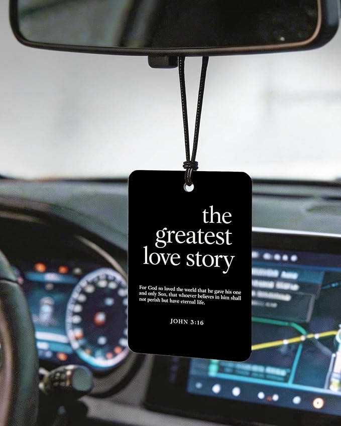 Inspirational Christian Orange Citrus Car Air Freshener 4pcs, Religious Bible Verse Christian Hanging Scents Car Accessories Interior Mirror Decor for Women Men