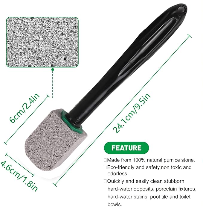 Pumice Stone Toilet Bowl Cleaner, Bathroom Cleaner Brush, Toilet Bowl Stain Remover Eraser, Commode Deep Cleaning Accessories, Cleans Hard Water Ring/Calcium Buildup/Stains