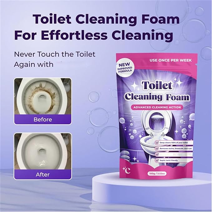 Foaming Toilet Cleaner – Stain Removal, Touch Free Foaming Powder for Ceramic and Stainless Steel Toilets (2, Red)