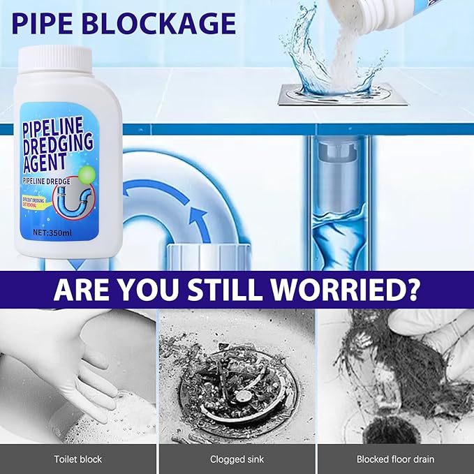 Pipeline Dredging Agent, Drain Clog Remover Agent, Powerful Quick Cleaning Drain Toilet Cleaner Tool, for Kitchen, Sink, and Toilet Pipelines