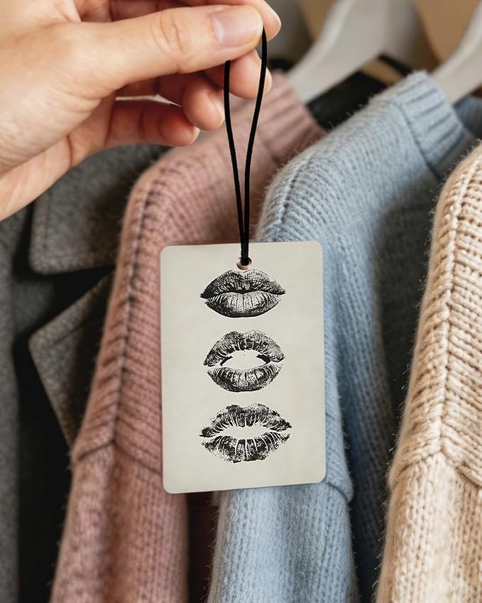 Retro Fashion Leopard Orange Citrus Car Air Freshener 4pcs, Eclectic Maximalist Champagne Cheers Sexy Lips Hanging Scents Car Accessories Interior Mirror Decor for Women Girls