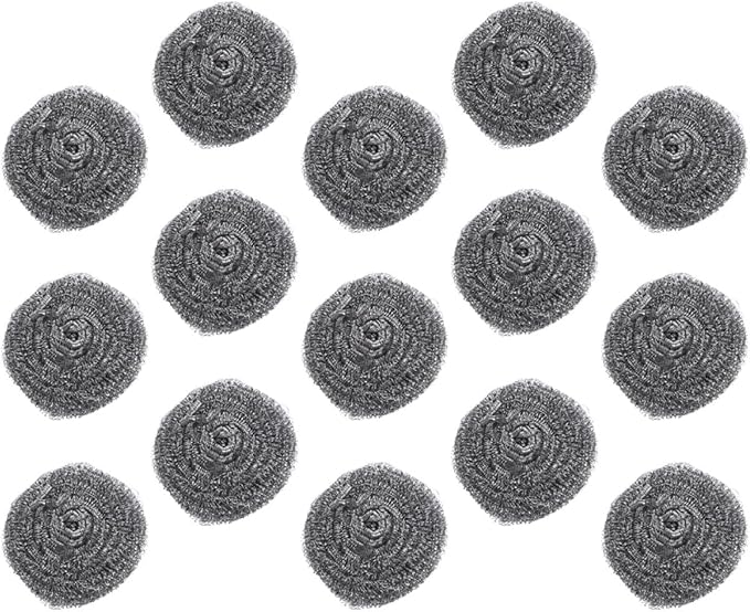15pcs Stainless Steel Scrubbers Pan Steel Scrubber Set 22g Heavy-Duty Pot for Kitchen Dishwashing and Grill Cleaning Household Supplies