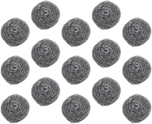15pcs Stainless Steel Scrubbers Pan Steel Scrubber Set 22g Heavy-Duty Pot for Kitchen Dishwashing and Grill Cleaning Household Supplies