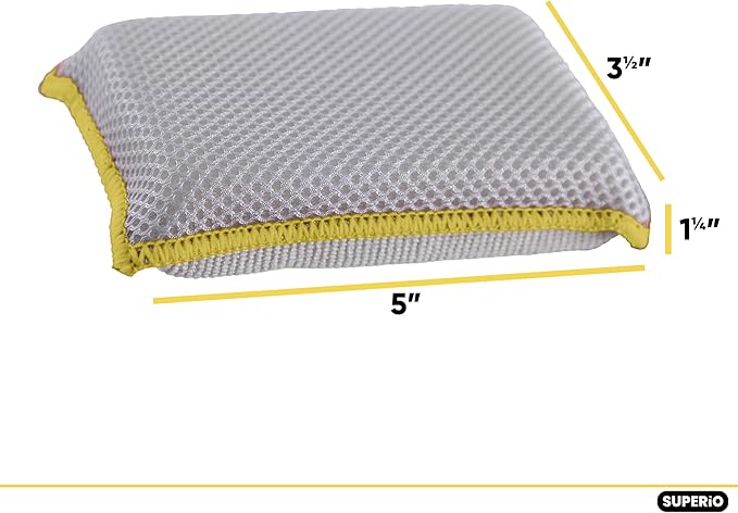 Microfiber Dish Sponge – Non-Scratch Kitchen Scrubber, Heavy-Duty Household Cleaning Tool, Multi-Purpose Cleaning Supplies, Pack of 3