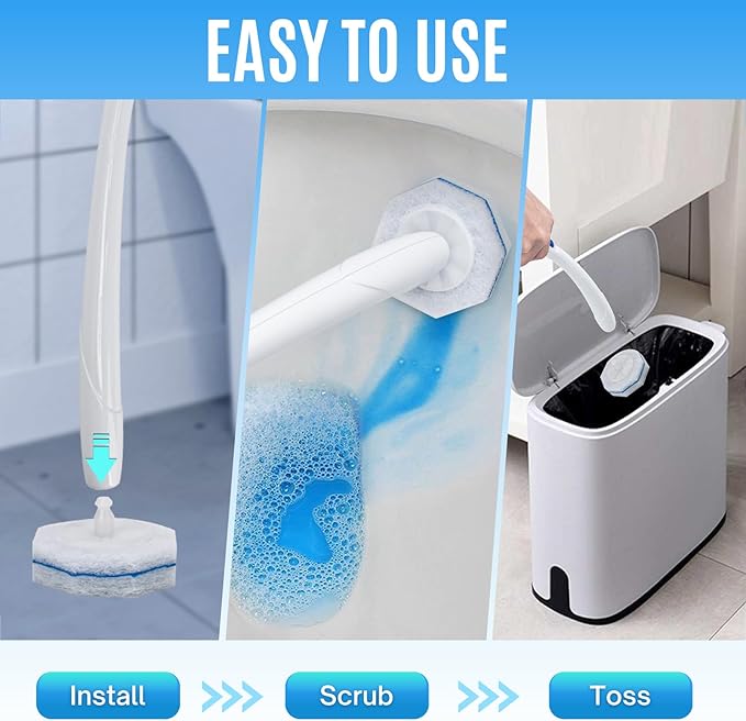 Disposable Toilet Wand Refills Compatible with Clorox Toilet Cleaning Scrubber, 60 Count Toilet Bowl Cleaner Brush Refill Pads
