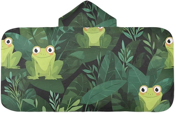 SUABO Kids' Bath Towels Frog Pattern Hooded Towels for Boys Girls,Toddler Towels Multi-Purpose for Beach,Pool and Bathroom,23.5" x 50", Soft and Highly Absorbent