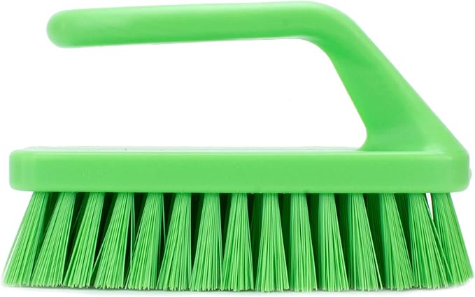 SPARTA Scrub Brush with Iron Shaped Handle and Stiff Bristles, Heavy Duty Scrubber Brush for Kitchen, Bathroom, Shower, Tile, Sink, Carpet and Bakepans, Polypropylene, 6 Inches, Lime