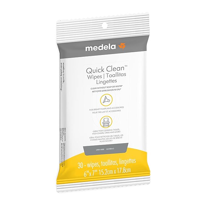 Medela Quick Clean Wipes for On-the-Go Cleaning of Breast Pumps, Accessories, and Various Surfaces, Plant-based, Resealable,1 Count (Pack of 360)