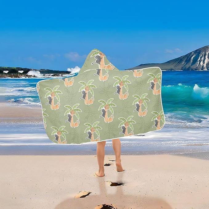 susiyo Kids Hooded Bath Towel Cats Plam Beach Towel for Kids 23.5 x 50 Inch Microfiber Soft Absorbent Quick Dry Bath Swim Pool Towel Wrap Poncho Bathrobe with Hood for Kids Toddler