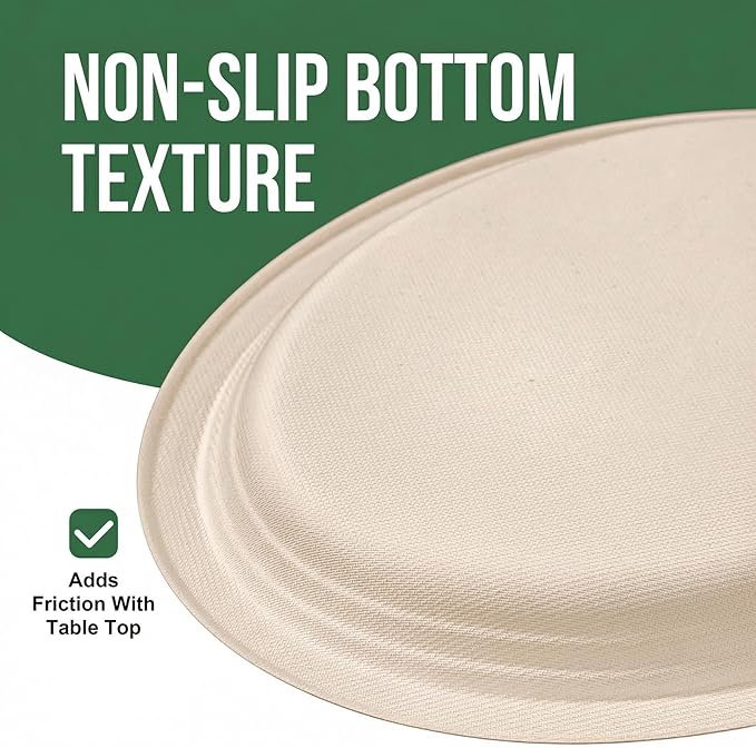 DaYammi 100% Compostable Oval Paper Plates 12 Inch, 60-Pack Heavy Duty Paper Plates Bulk,Biodegradable Bagasse,Eco-Friendly Disposable Dinner Plate for BBQ,Picnic,Party (BPI Certified,Microwaveable)