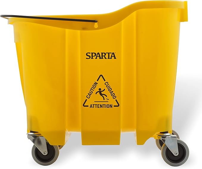 SPARTA 7690404 Omnifit Plastic Mop Bucket For Cleaning, 35 Quarts, Yellow