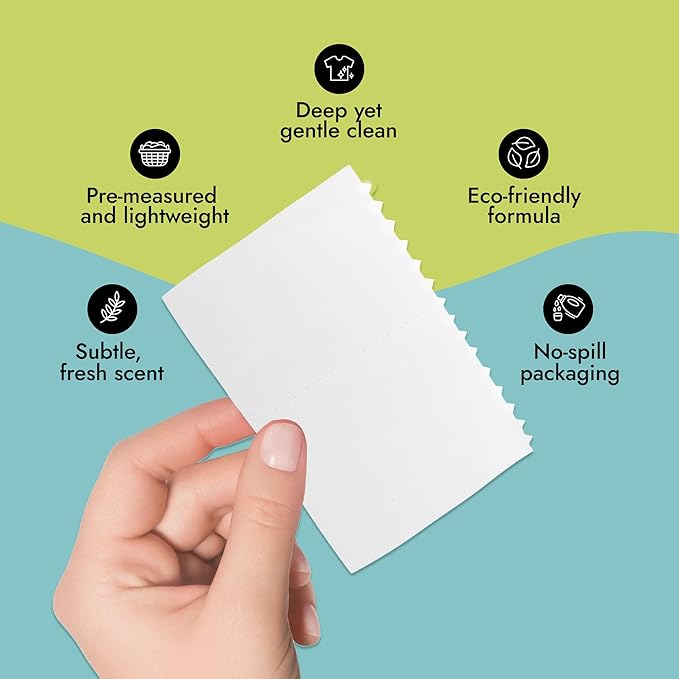 Hauss-Biodegradable Detergent Sheets - 80 loads - Tackles Tough Stains & Odors, Plant Formula, No Animal Testing, Plastic and Toxic Free, Gentle on Sensitive Skin, 40 sheets (Unscented)
