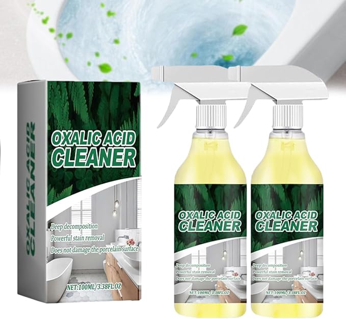 Oxalic Acid Cleaner Spray, Oxalic Acid Powerful Stain Cleaner, Powerful Stain Removal Spray for Bathroom, And Kitchen Floor Countertop, Multi-purpose (2PCS)