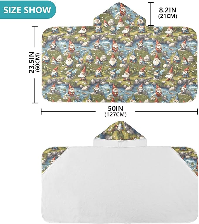 Beach Towel Kids Cartoon Cute Gnomes A River Beach Towel for Kids Absorbent Kids Bath Towels with Hood