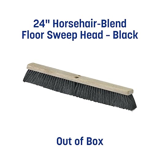 SPARTA Flo-Pac Horsehair-Blend Blend Sweep, Floor Sweep for Cleaning, 24 Inches, Black