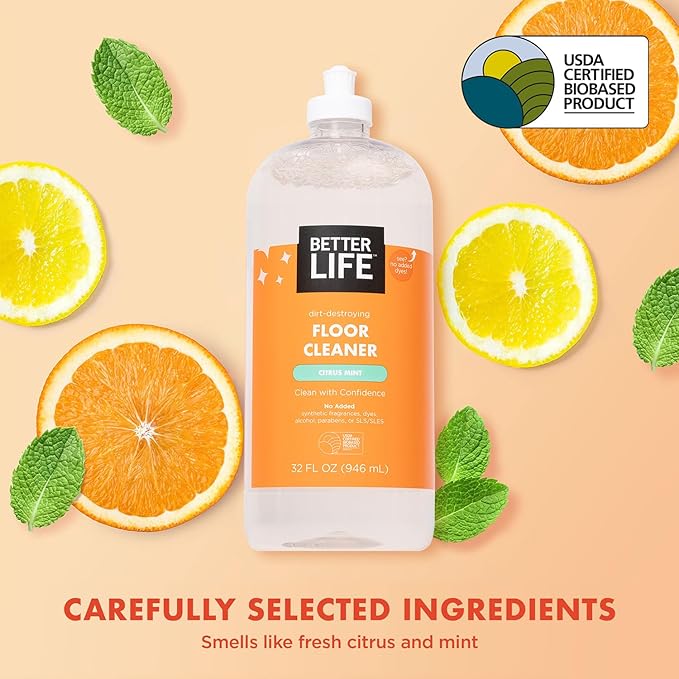 Better Life Toilet Bowl Cleaner 24 Oz Pack of 2 + Floor Cleaner Citrus Mint 32 Oz Pack of 1
