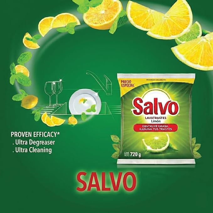 Dishwashing Powder Lemon Fresh, Powerful Grease Cleaning Formula, Kitchen Cleaning Detergent, 720g