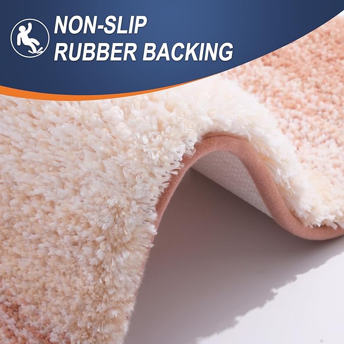 OLANLY Bathroom Runner Rugs Mat 47x17, Extra Soft Absorbent Microfiber Bath Rugs, Rubber Backing, Quick Dry, Washable Long Bath Mats for Bathroom Floor, Tub and Shower, Home Decor Accessories, Peach