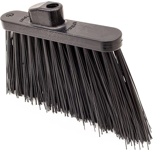 SPARTA Plastic Broom Head, Angled, Un-Flagged for Large Debris Indoor, Outdoor, Home, Restaurant, Lobby, Office, 12 Inches, Black, (Pack of 12)