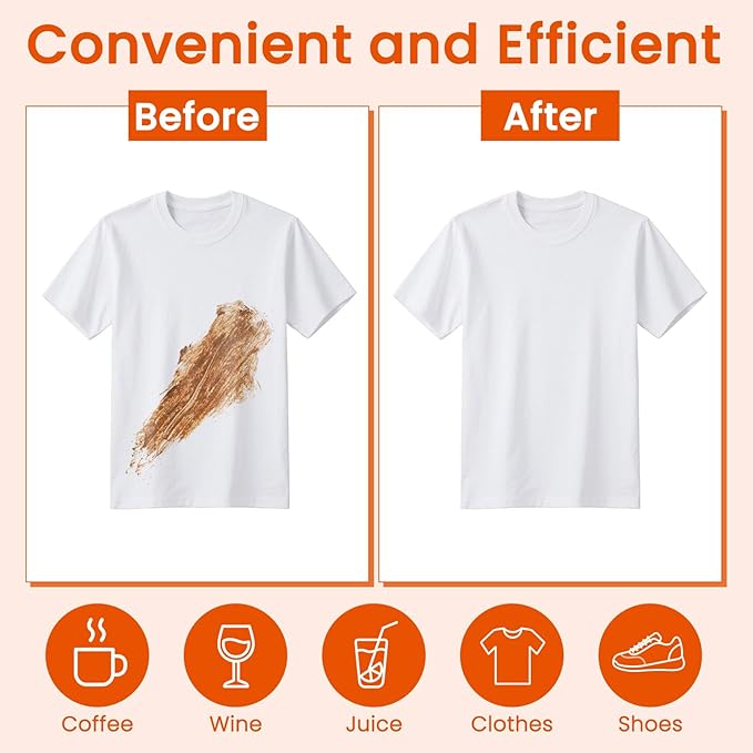 Stain Remover Wet Wipes Bulk, Individual Wrapped Clothes Portable Travel Messy Eater Cleaning Laundry Stain Removal Wipes Pocket Size for Clothing Fabric/Shoes/Wine/Fast Food 7.1 x 4.7 Inch (White 50)