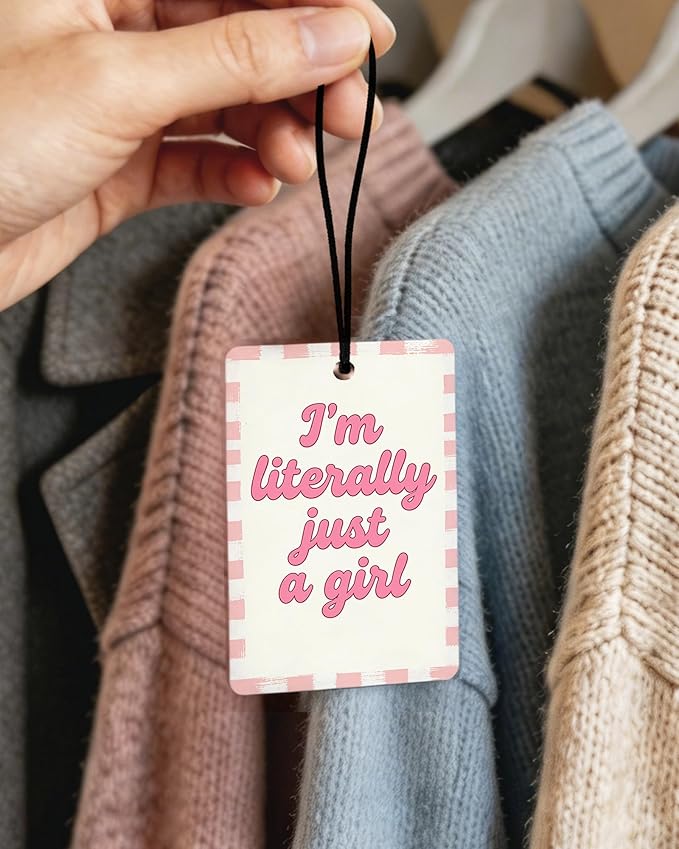 Pink Girly Beach Orange Citrus Car Air Freshener 4pcs, Preppy Coastal Bikini Pink Heart Hanging Scents Car Accessories Interior Mirror Decor for Women Girls