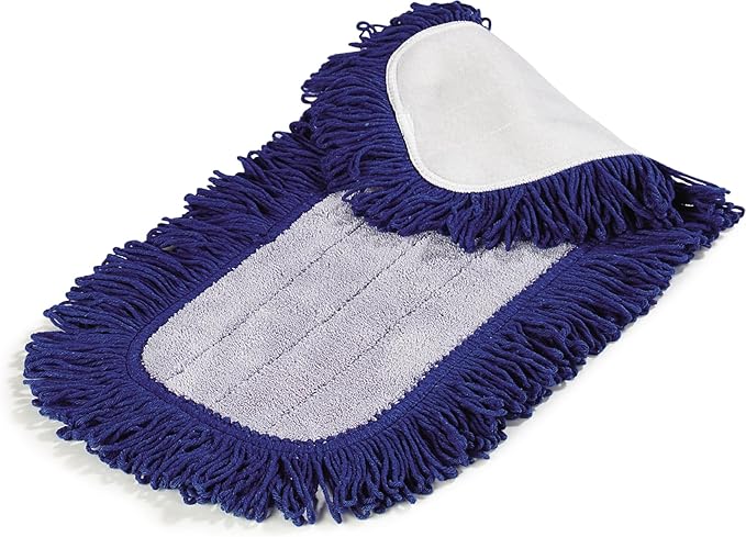 Sparta Microfiber Dry Mop Pad with Looped Fringe for Floor Cleaning, Polyester-Polyamide Blend, 18 Inches, Blue, (Pack of 12)