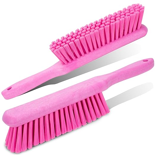 SPARTA 8 Inch Soft Counter Brush with Polyester Bristles and 5 Inch Handle, Color Coded Handheld Broom for Tables Countertops and Foodservice Surfaces, 13 Inch Overall Length, Pink, Pack of 6