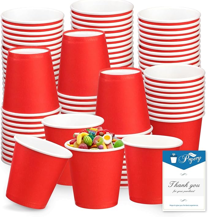 150 Pack 3oz Bathroom Cups, 3oz Paper Cups, Mouthwash Cups, Small Paper Cups Ideal for Bathroom,Supermarket,Birthday Party,Picnic and BBQ (Red)