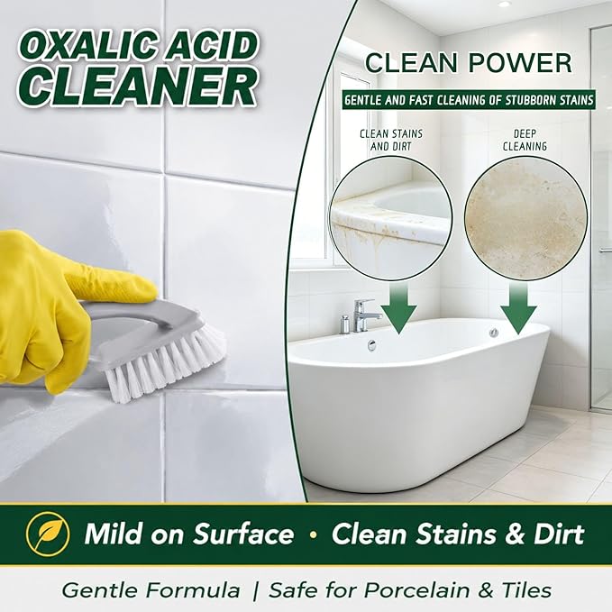 2Pcs Oxalic Acid Cleaner, Powerful Stain Removal Spray for Bathroom, Multipurpose Stain Remover Spray for Bathtub, Porcelain, Tiles