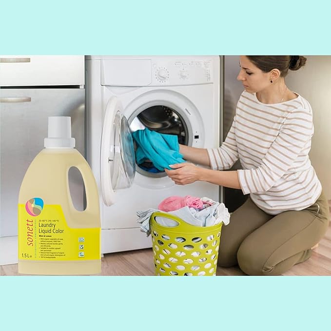 Sonett Organic Laundry Liquid Detergents, Mint & Lemon (Pack of 6) for all colored textiles Certified Organically Grown