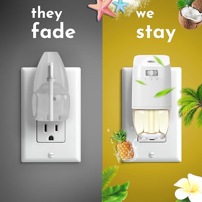 Plug In Air Freshener Refills - Hawaiian Scented, Wall Plug In Refills, 6 Pack (3.96 Fl Oz), Compatible with Air Wick & Glade, Not Include Glade Plus, for Bathroom, Bedroom, Office