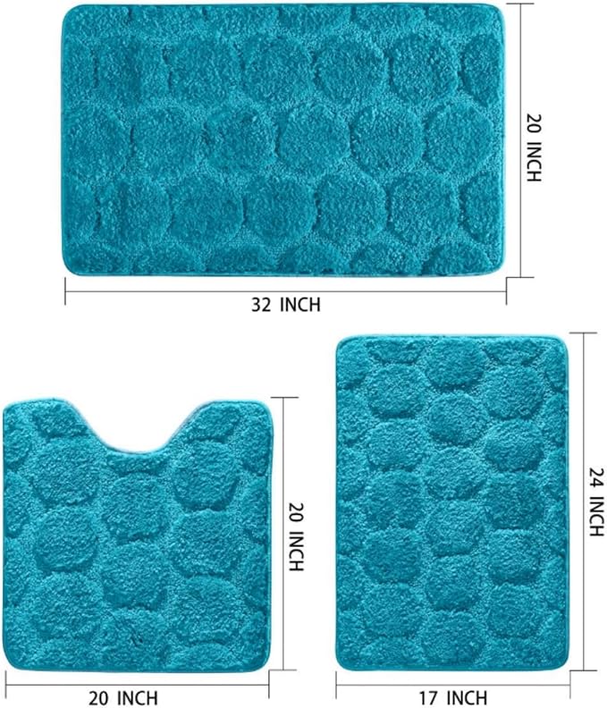 Bath Rugs Set 3 Pieces Bathroom Mat Soft Absorbent Plush Shaggy Soft Floor Non Slip Shower Bath Tub Machine Washable