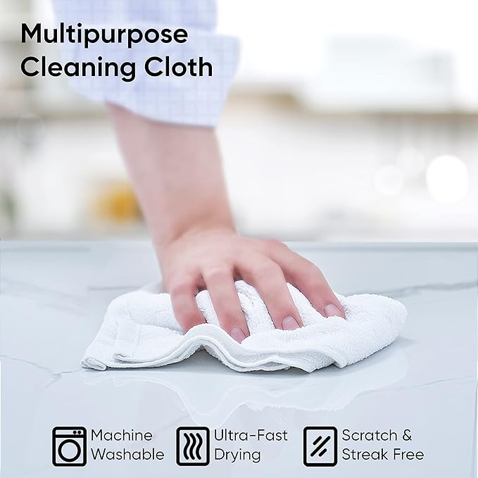 Superio Terry Cloth Rags White Washcloths 100% Cotton 12" Cleaning Cloths, Kitchen Towels, Facial Washcloth, Spa Cloths, Hand Towel, Small Lint Free Rags for Multi-Purposes, 144 Pack