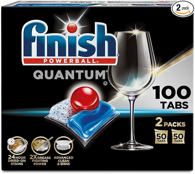 Finish - Quantum with Activblu Technology - 100 Tabs - Dishwasher Detergent - Powerball - Ultimate Clean and Shine - Dishwashing Tablets - Dish Tabs 50ct (Pack of 2)