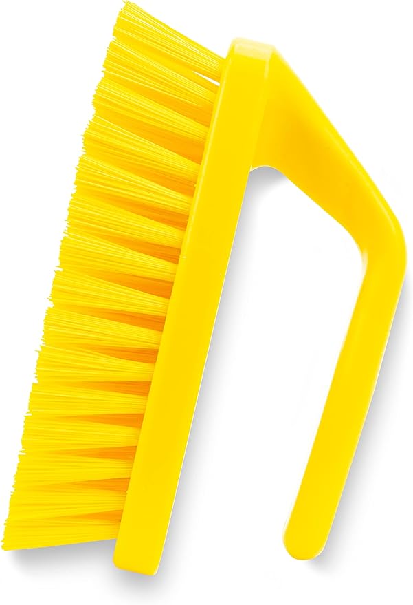 SPARTA Scrub Brush with Iron Shaped Handle and Stiff Bristles, Heavy Duty Scrubber Brush for Kitchen, Bathroom, Shower, Tile, Sink, Carpet and Bakepans, Polypropylene, 6 Inches, Yellow