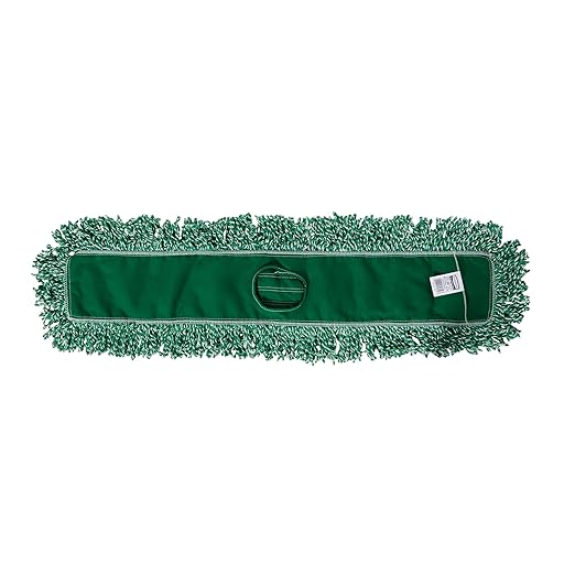 Rubbermaid Commercial Products Microfiber Blend Looped-End-Dust Mop, 36-Inch, Green, Heavy Duty Head Replacement for Floor Cleaning Office/School/Stadium/Lobby/Restaurant