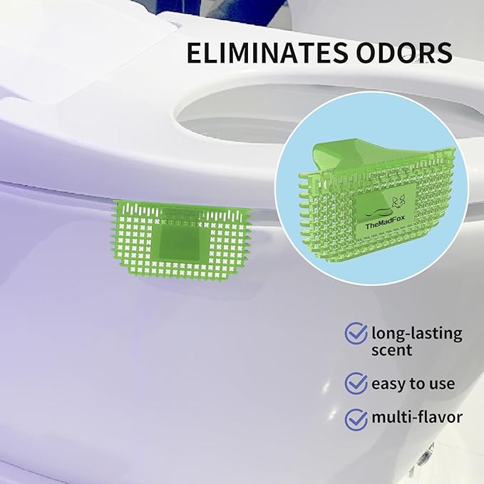12 Pack Toilet Bowl Freshener Clip, Eco Bowl Clip Air Freshener for Bathroom, Odor Eliminator with Natural Cucumber Scent, Long Lasting Up to 30 Days, Discreet Secure Clip for Toilet Rim