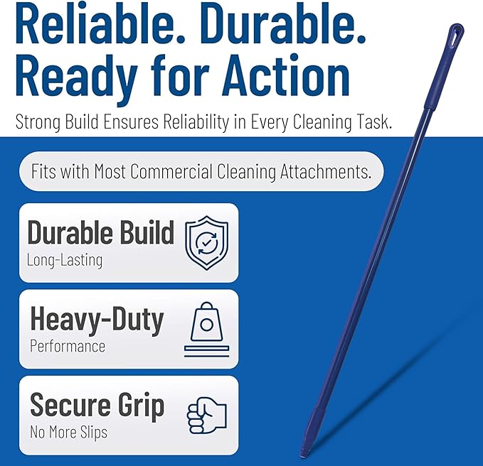 SPARTA 41225EC14 Fiberglass Broom Handle, Mop Handle, Replacement Handle With Acme Threaded Tip For Commercial Cleaning, 48 Inches, Blue, (Pack of 12)