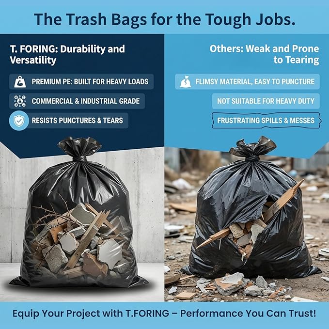 40-45 Gallon Black Trash Bags 120 Count - 37''x45'' Large Garbage Bags Unscented, 40+ Gallon Trash Can Liners, Multipurpose for Office, Outdoor, Recycling and Commercial