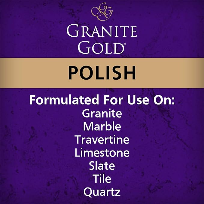 Granite Gold Polish Spray, Streak-Free Shine for Granite, Quartz, Marble, Travertine, Natural Stone Countertops, 24 Fl Oz (Pack of 2)