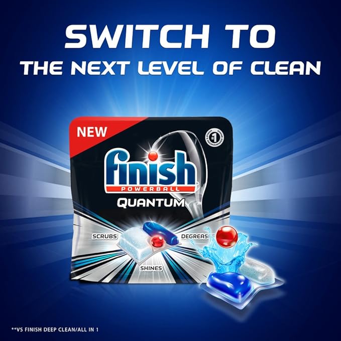 Finish Quantum Max Powerball, 96ct, Dishwasher Detergent Tablets, Ultimate Clean & Shine (8X12ct)