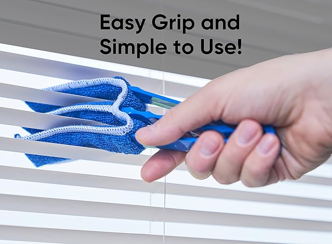 Blind Cleaner Duster Tool, Fan Blade Cleaner, Air Duct Cleaning Tools, Blue Window Blinds Cleaner with Microfiber Sleeve for Fans, Window Blinds, Vents, Shutters…(4 Pack -Superio)