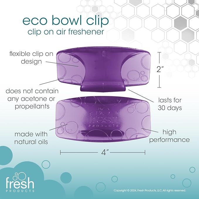 Fresh Products Eco Bowl Clip 2.0 Toilet Bowl Air Freshener, Fabulous Lavender Scent, 4 Clips