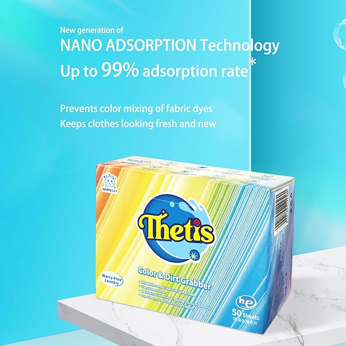 Thetis Color and Dirt Grabber sheets | Eco-friendly, color safe, dye absorbing sheets, 50 Sheets (50 Loads), Fragrance free