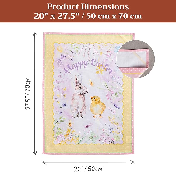 Maison d' Hermine Kitchen Towels Set of 3 100% Cotton 27.50" x 20" Reusable Cloth Tea Dish Towels Absorbent with Hanging Loop for Kitchen Farmhouse Hotel Spring Summer - Easter Zest