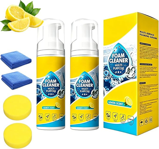 Foam Cleaner All Purpose, Multifunctional Foam Cleaner for Car, New Foam No-Rinse Cleaner for Car Interior, Kitchen, Bathroom Tiles, Sofa (2PC, 150ML)
