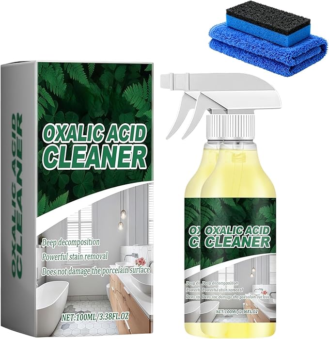 Lanenow Oxalic Acid Cleaner Spray for Bathroom Cleaning, Multi Surface Spray for Toilet, Bathtub, Porcelain and Tile (2pcs)
